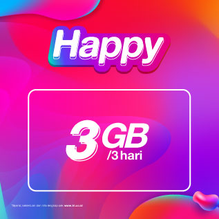 Kuota Tri Happy Harian - 3 GB + 1 GB Bonus / 3 Hari